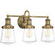 Taylor 3 Light 23 inch Old Satin Brass Bath Bar Wall Light